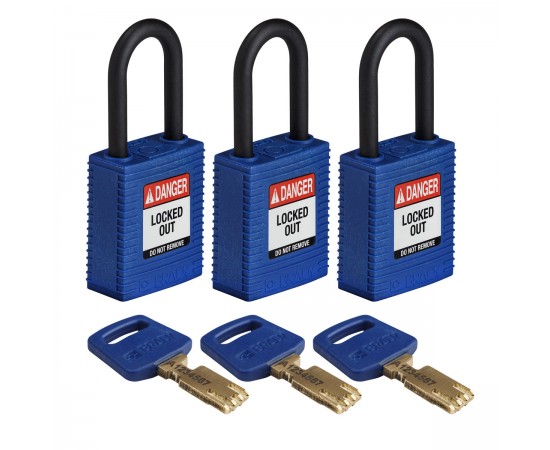 NYL-BLU-38PL-KA3PK SafeKey Asma Kilitleri — Naylon NYL-BLU-38PL-KA3PK SafeKey Asma Kilitleri — Naylon
