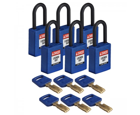 NYL-BLU-38PL-KD6PK SafeKey Asma Kilitleri — Naylon NYL-BLU-38PL-KD6PK SafeKey Asma Kilitleri — Naylon