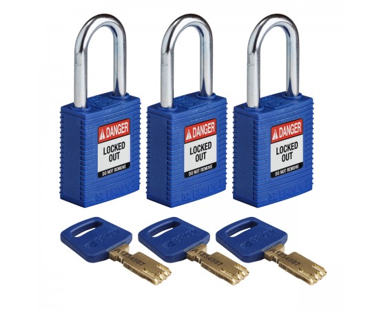 NYL-BLU-38ST-KA3PK SafeKey Asma Kilitleri — Naylon NYL-BLU-38ST-KA3PK SafeKey Asma Kilitleri — Naylon