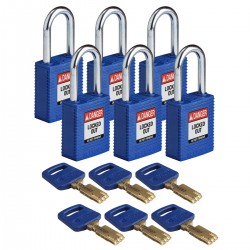 NYL-BLU-38ST-KD6PK SafeKey Asma Kilitleri — Naylon