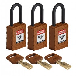 NYL-BRN-38PL-KA3PK SafeKey Asma Kilitleri — Naylon