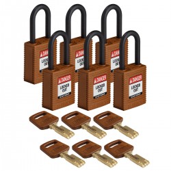 NYL-BRN-38PL-KD6PK SafeKey Asma Kilitleri — Naylon