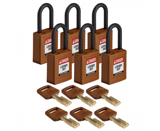 NYL-BRN-38PL-KD6PK SafeKey Asma Kilitleri — Naylon NYL-BRN-38PL-KD6PK SafeKey Asma Kilitleri — Naylon