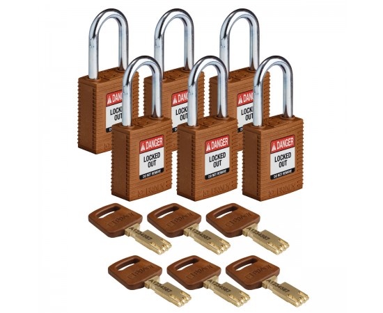 NYL-BRN-38ST-KD6PK SafeKey Asma Kilitleri — Naylon NYL-BRN-38ST-KD6PK SafeKey Asma Kilitleri — Naylon
