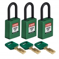 NYL-GRN-38PL-KA3PK SafeKey Asma Kilitleri — Naylon