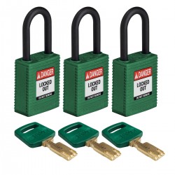 NYL-GRN-38PL-KA3PK SafeKey Asma Kilitleri — Naylon