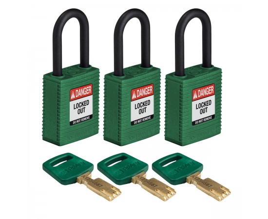 NYL-GRN-38PL-KA3PK SafeKey Asma Kilitleri — Naylon NYL-GRN-38PL-KA3PK SafeKey Asma Kilitleri — Naylon