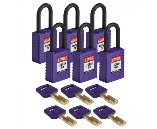 NYL-PRP-38PL-KD6PK SafeKey Asma Kilitleri — Naylon NYL-PRP-38PL-KD6PK SafeKey Asma Kilitleri — Naylon