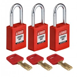 NYL-RED-38ST-KA3PK SafeKey Asma Kilitleri — Naylon