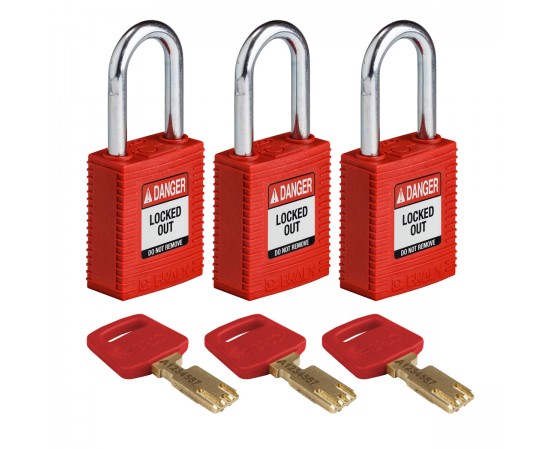 NYL-RED-38ST-KA3PK SafeKey Asma Kilitleri — Naylon NYL-RED-38ST-KA3PK SafeKey Asma Kilitleri — Naylon