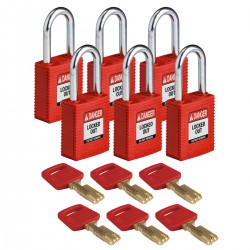 NYL-RED-38ST-KD6PK SafeKey Asma Kilitleri — Naylon