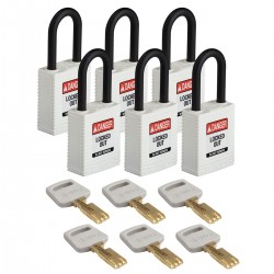 NYL-WHT-38PL-KD6PK SafeKey Asma Kilitleri — Naylon
