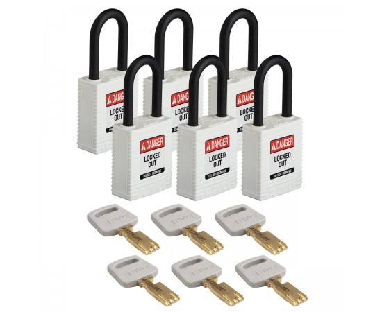 NYL-WHT-38PL-KD6PK SafeKey Asma Kilitleri — Naylon NYL-WHT-38PL-KD6PK SafeKey Asma Kilitleri — Naylon