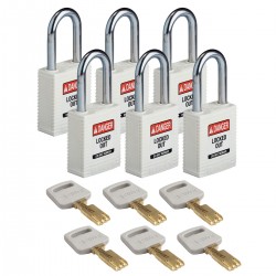 NYL-WHT-38ST-KD6PK SafeKey Asma Kilitleri — Naylon