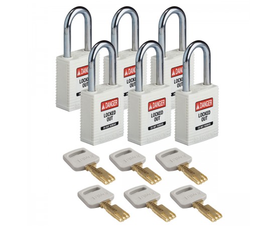 NYL-WHT-38ST-KD6PK SafeKey Asma Kilitleri — Naylon