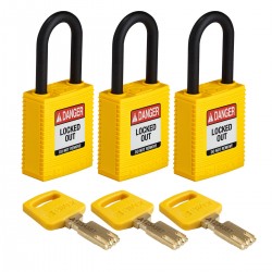 NYL-YLW-38PL-KA3PK SafeKey Asma Kilitleri — Naylon