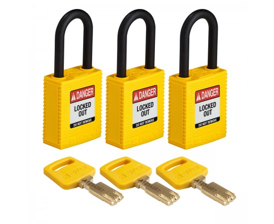 NYL-YLW-38PL-KA3PK SafeKey Asma Kilitleri — Naylon NYL-YLW-38PL-KA3PK SafeKey Asma Kilitleri — Naylon
