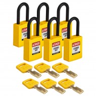 NYL-YLW-38PL-KD6PK SafeKey Asma Kilitleri — Naylon