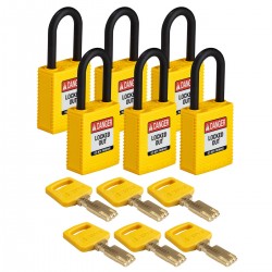 NYL-YLW-38PL-KD6PK SafeKey Asma Kilitleri — Naylon