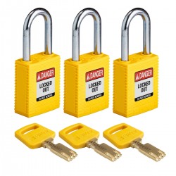 NYL-YLW-38ST-KA3PK SafeKey Asma Kilitleri — Naylon
