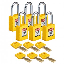 NYL-YLW-38ST-KD6PK SafeKey Asma Kilitleri — Naylon