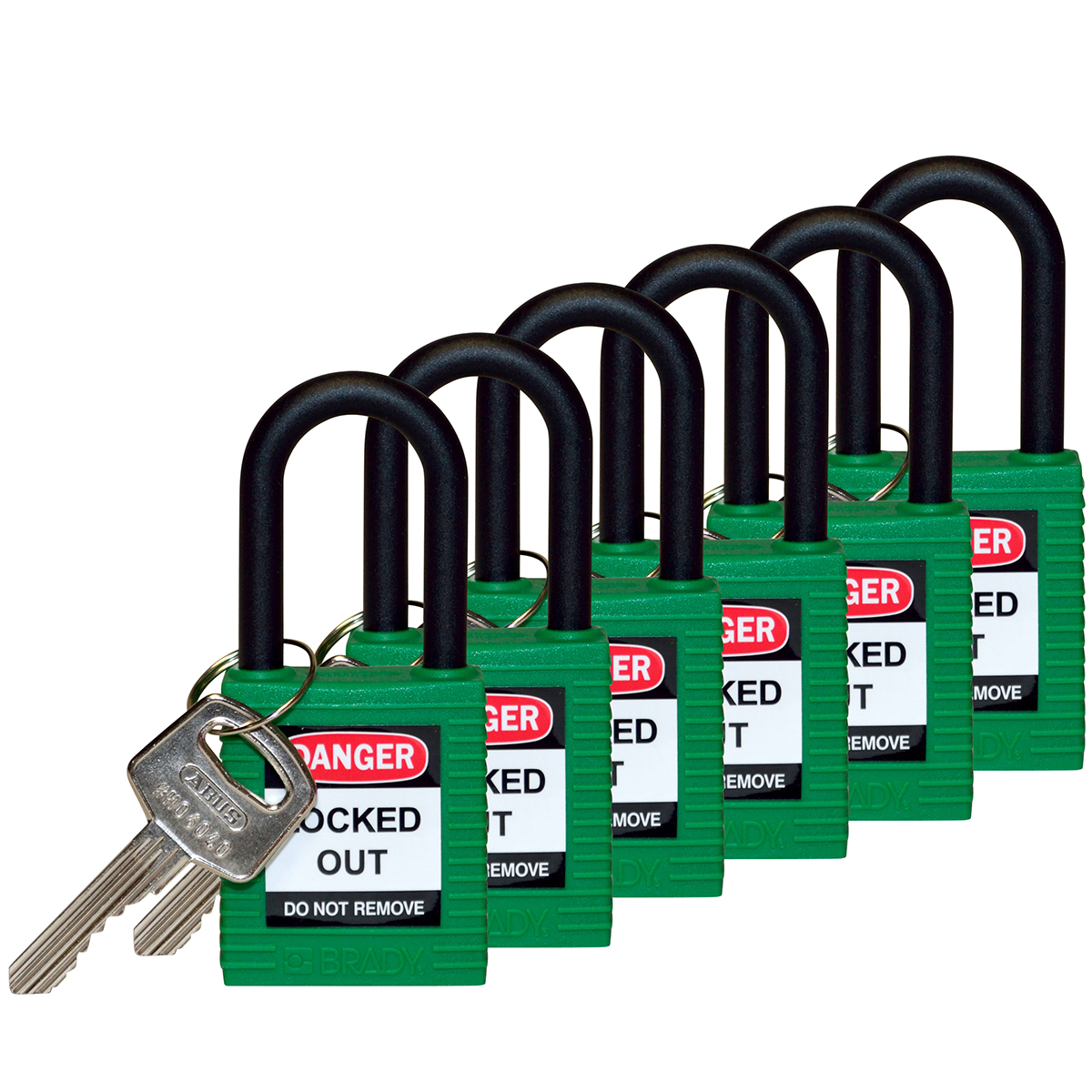 SFTY PADLOCK NYLON 38MM SHA GREEN 6/PAC Güvenlik Asma Kilitleri — Naylon Kanca